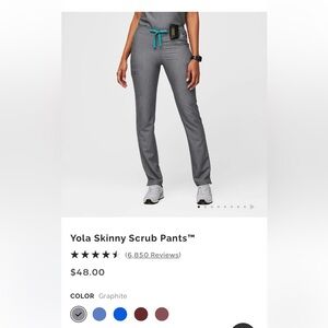 Figs Yola Skinny Scrub Pants - Graphite color - Size XXS